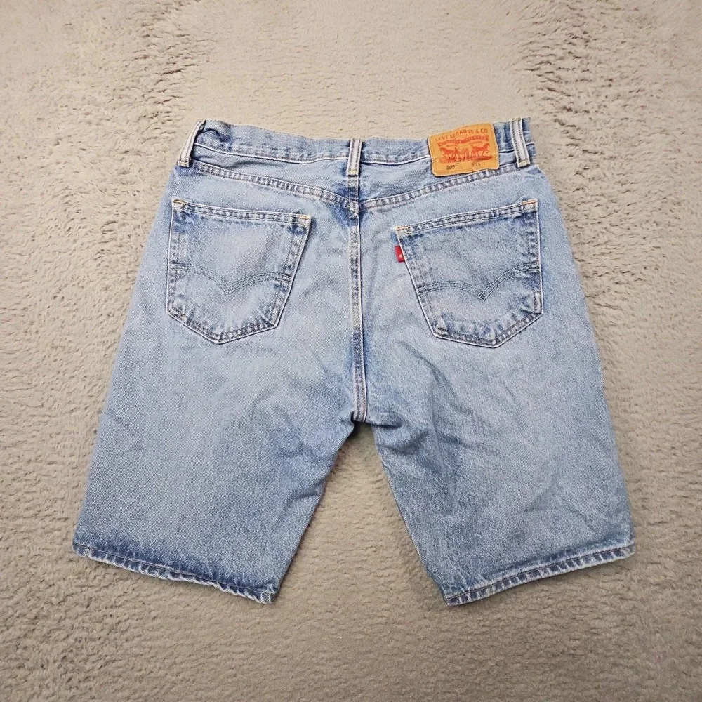 Levis 505 Jean Shorts Mens 33 Blue Denim Light Wash Fade Grunge Normcore Dad